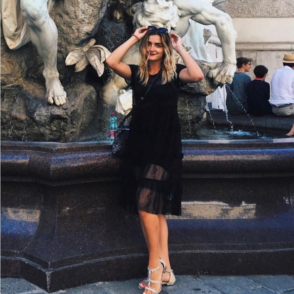 Zara see through lace black dress